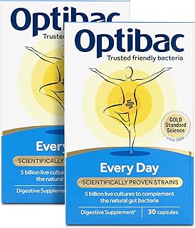 Optibac Probiotics Every Day - Vegan Digestive Probiotic Supplement - Most Trusted & Recommended Brand - Lactobacillus & Bifidobacterium - 60 Capsules