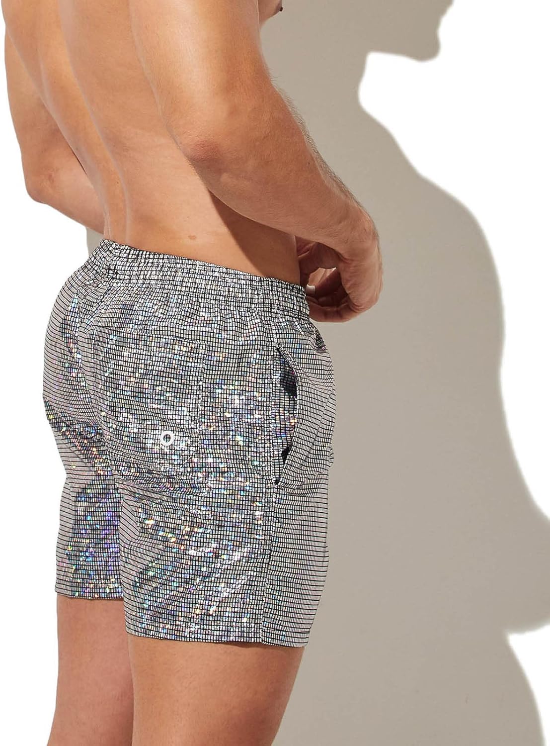 Evankin Mens Sexy Glitter Shorts Shiny Metallic Trunks Sparkly Panties with Pockets and Drawstrings for Rave Hot Party - Image 5