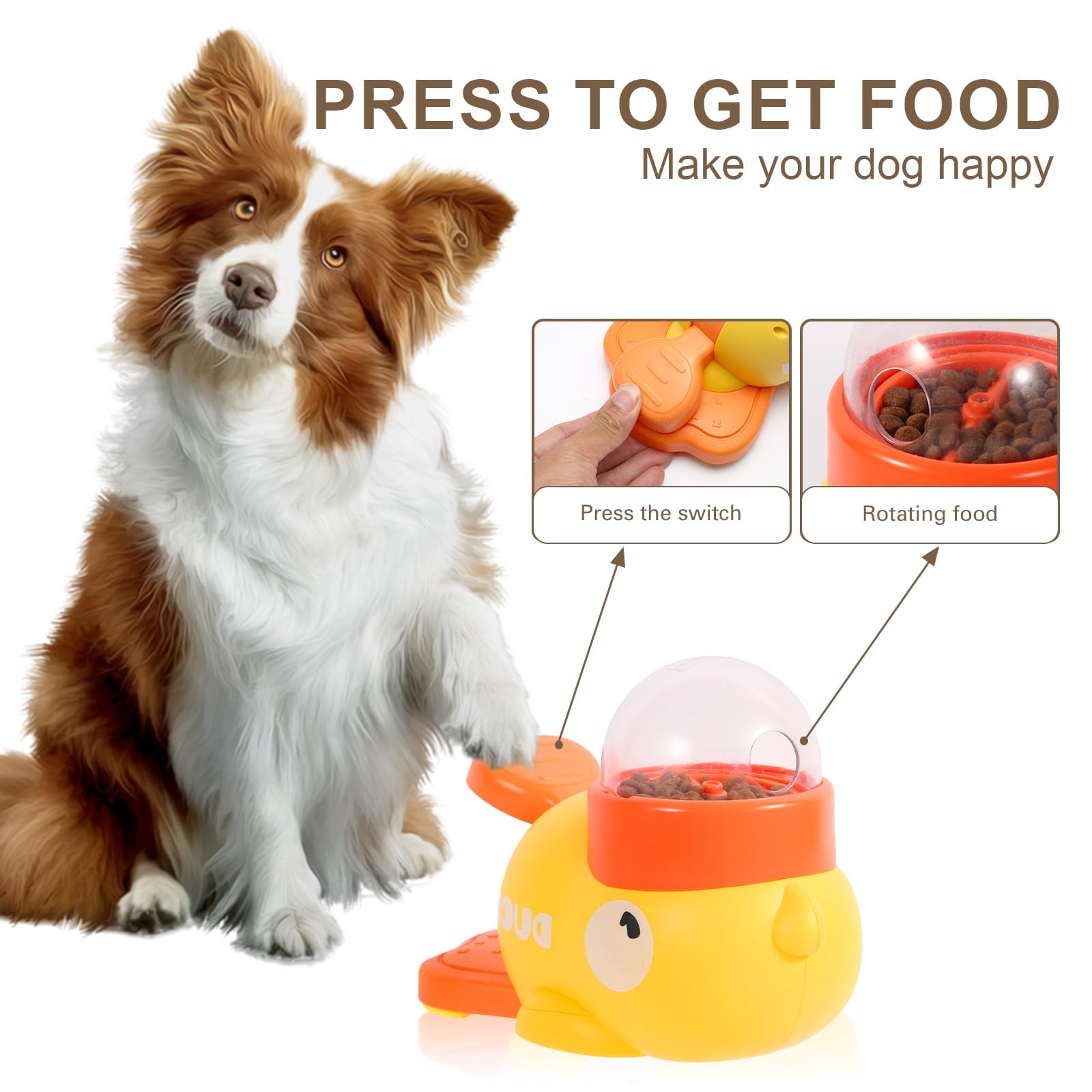 Distributeur de friandises en forme de canard, jouet distributeur de nourriture pour chien, jouet 2 en 1 interactif pour chien à alimentation lente, gamelles pour chat, jouets d'enrichissement mental