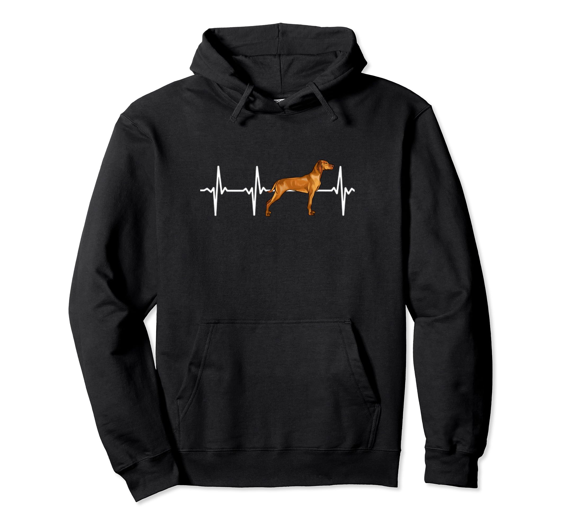 Vizsla Heartbeat Love My Dog Pullover Hoodie, Black
