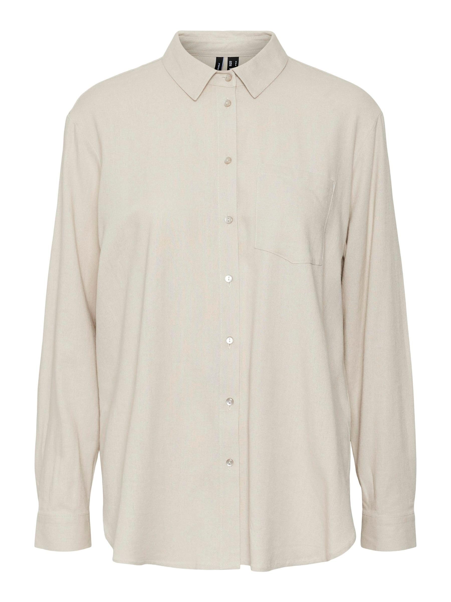 VERO MODA Women's Vmjesmilo LS Shirt WVN Ga Noos Blouse, Silver Lining, S
