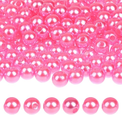 Miniatura 6 de 1600 cuentas de perlas de 0.236 pulgadas, perlas redondas sueltas con agujeros para costura, manualidades, decoración, pulseras, collares, joyería