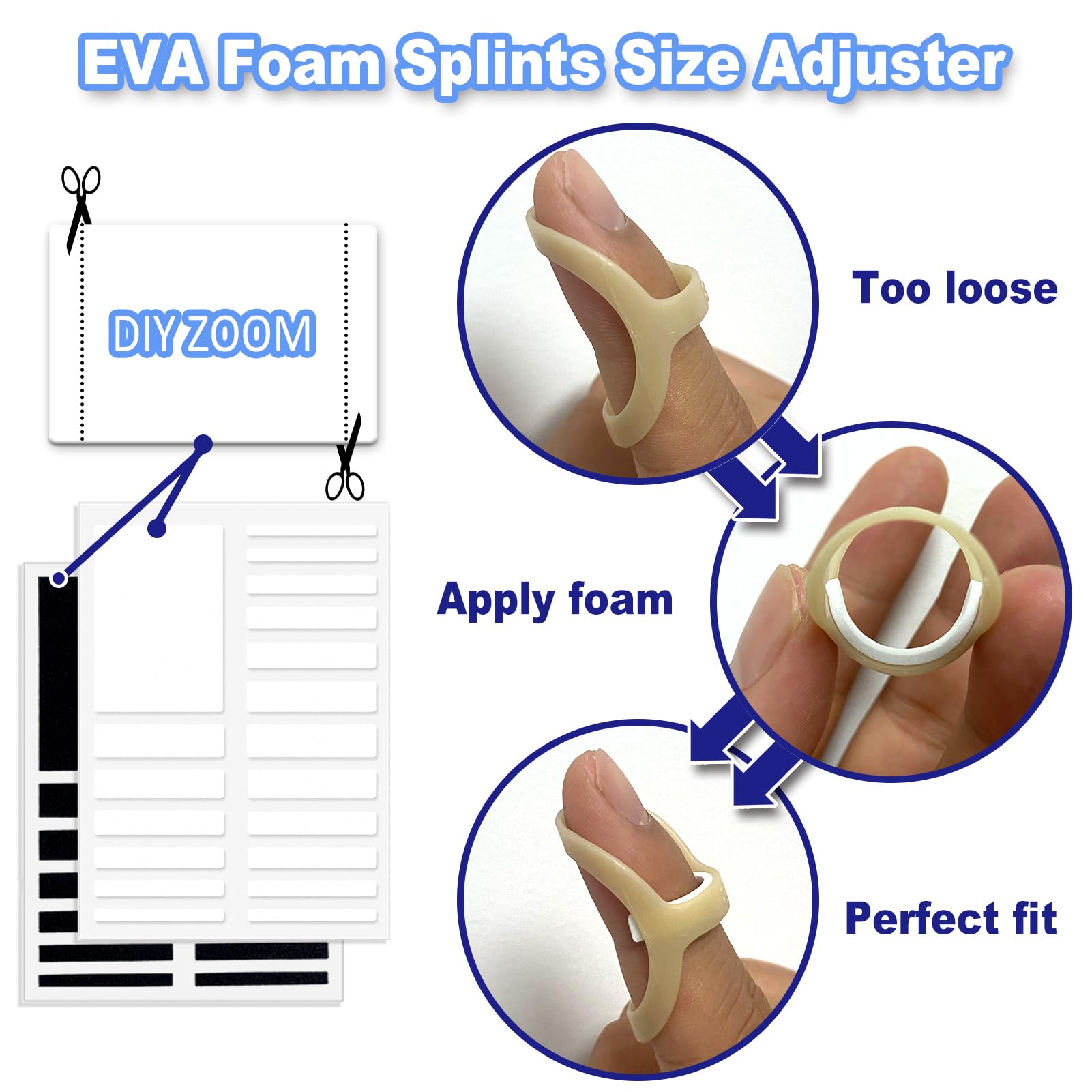 RonJea Oval Finger Splints & Size Adjuster Kit, 3