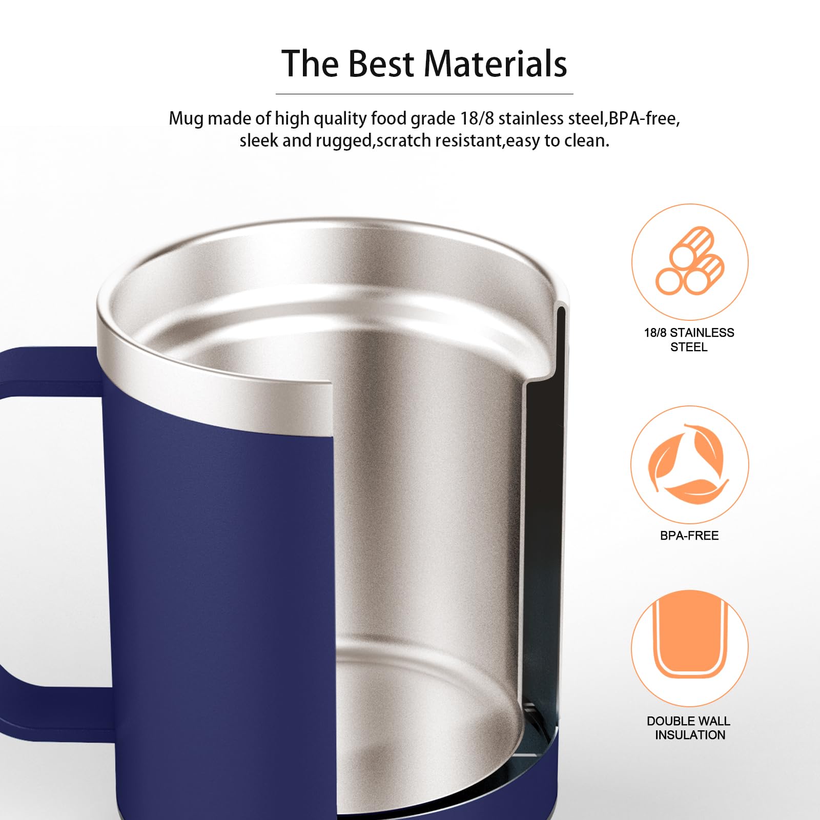 YIMUBREEZ Self Heating Coffee Mug for Desk,Heated Cup with 10Hrs Auto Shut Off, USB Powered Mug Warmer Set (12oz-Royal Blue)