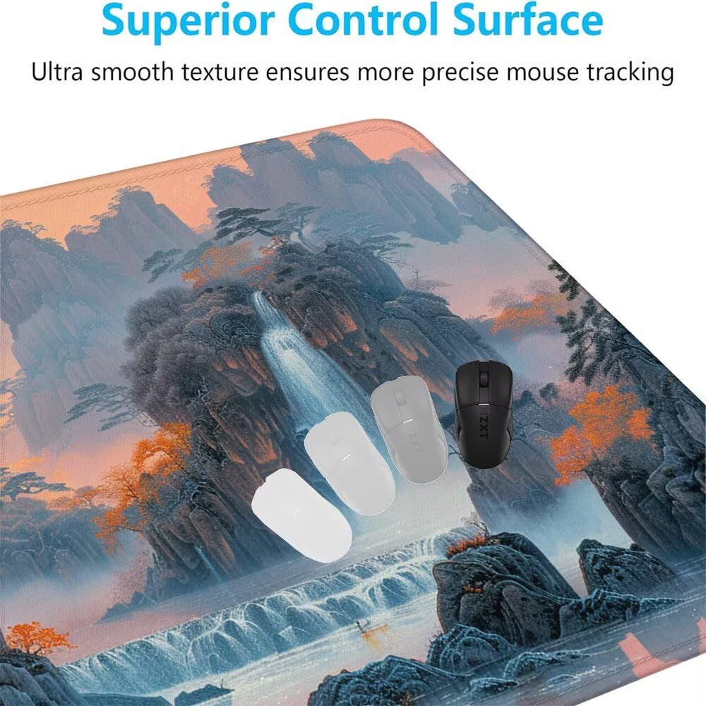 Giapponese Tappetino Mouse XXL 1000x500x3mm, Gaming Tappetino Mouse Paesaggio Mousepad con Base in Impermeabile Gomma Antiscivolo per Tastiera, PC, Computer Ufficio Idea Regalo Festa del Papà X-904