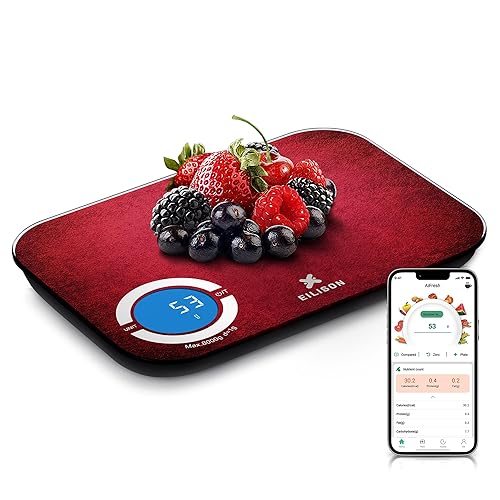 EILISON Báscula de cocina inteligente con aplicación Bluetooth, báscula digital de alimentos de alta precisión para hornear, cocinar y dieta, base