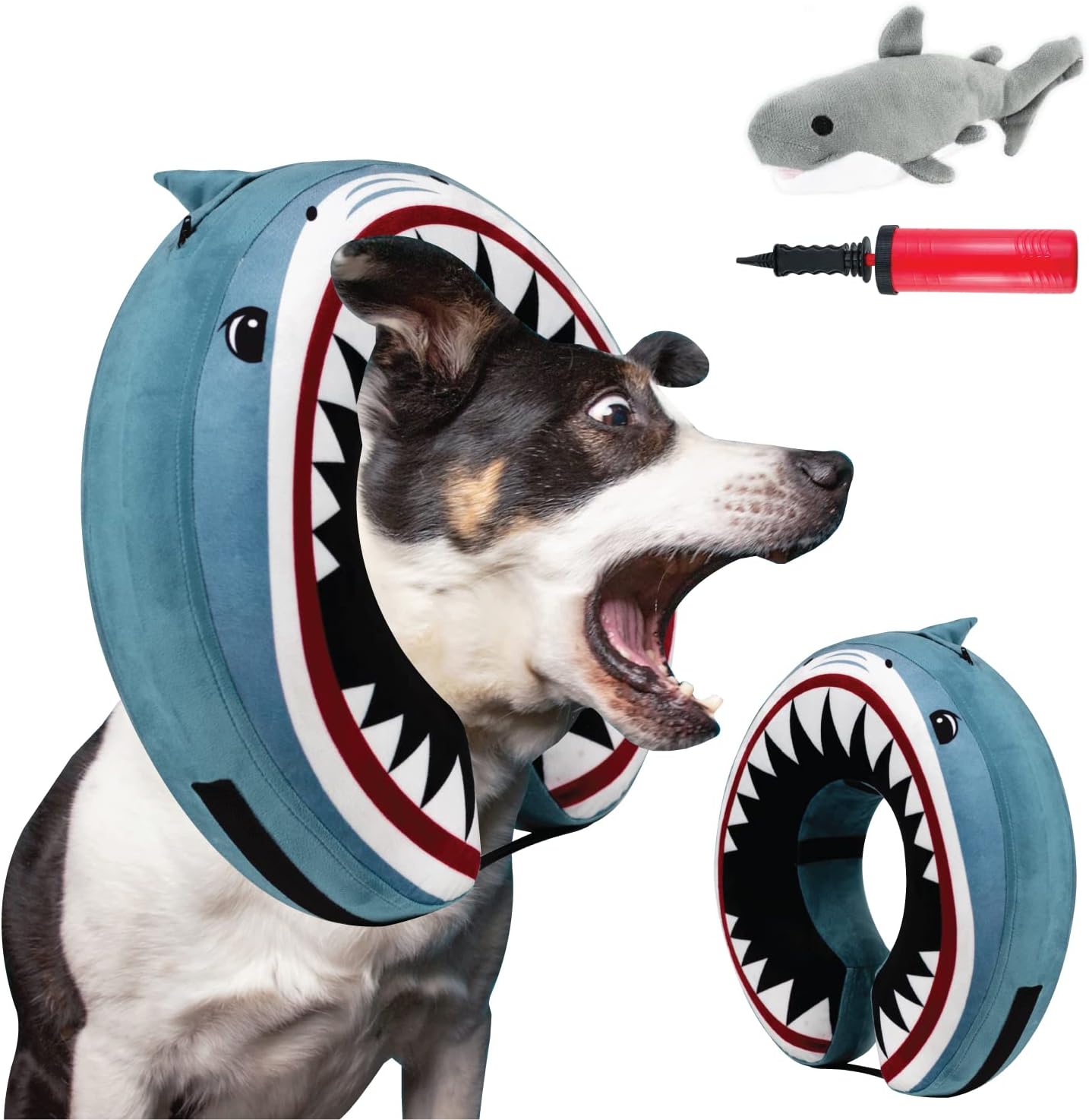 Choola Pet Shark Theme Inflatable Dog Cone