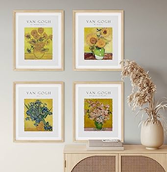 Amazon.co.jp: 野生の花 ヴァンゴッホプリント 花瓶に入った絵画 4枚