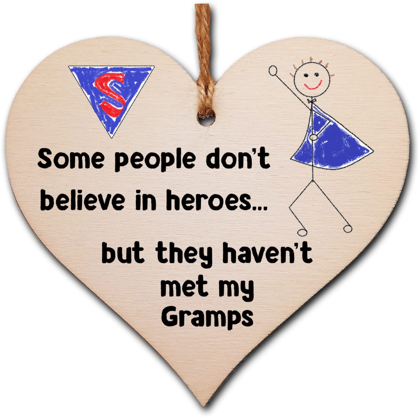Gift In Can Wooden Handmade Hanging Heart Plaque Gift For Gramps Novelty Funny Keepsake