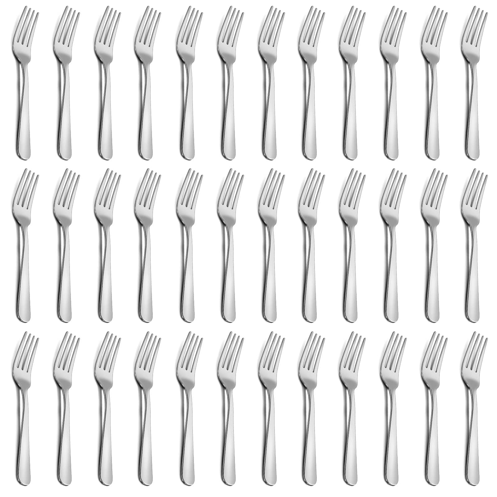 Juego de tenedores de 36 piezas, tenedores de acero inoxidable de 7.1 pulgadas, juego de tenedores de mesa duradero, uso para el hogar, cocina y restaurante, pulido con espejo, apto para
