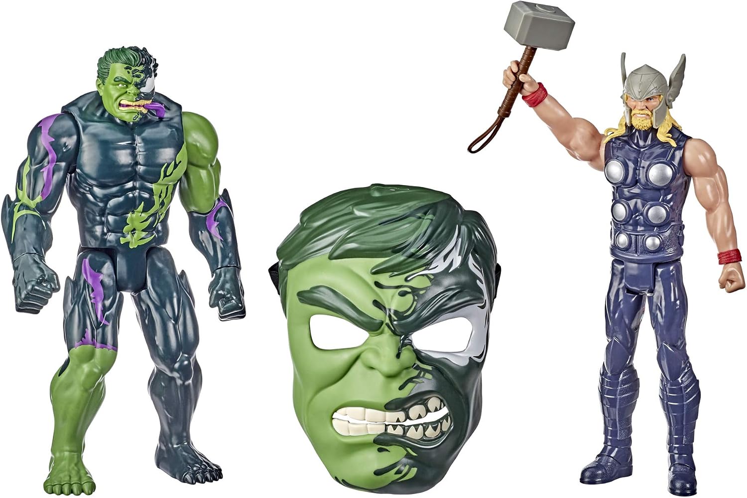 Spider-Man Maximum Venom Titan Hero Spider-Man Vs. Venomized Hulk Action Figure 2-Pack and Mask, with Blast Gear-Compatible Back Ports (Amazon Exclusive)