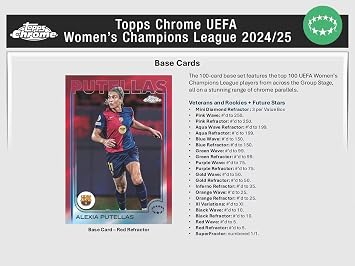 2024/25 Topps Chrome UEFA Women's Champions League Soccer Blaster Trading Card 7-Pack Blaster Box (3 Mini Diamond Refractor Parallels Per Box!)