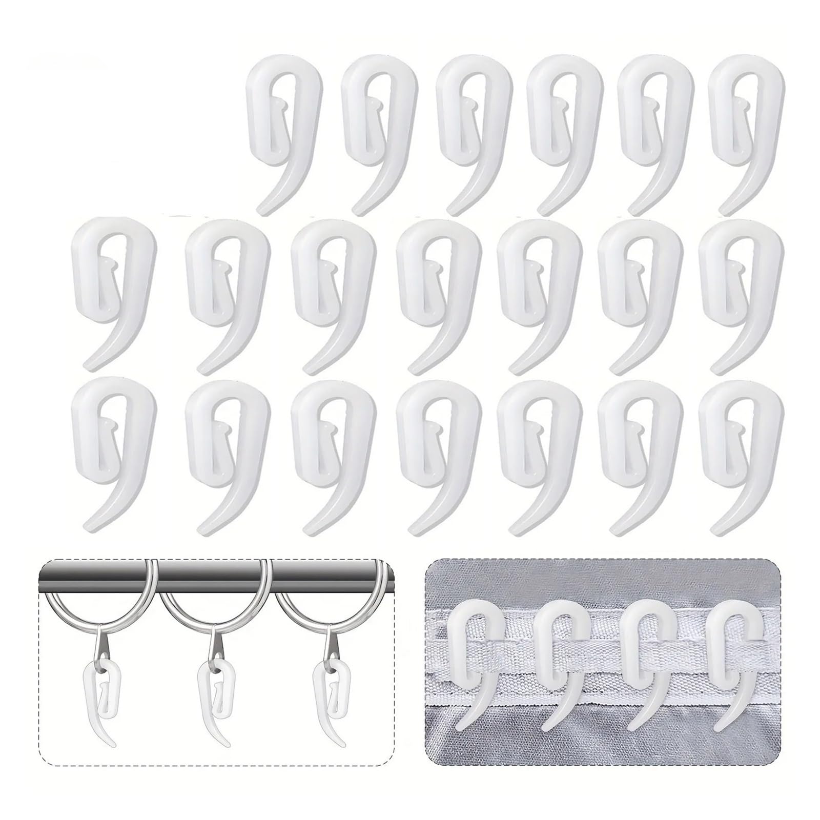 Curtain Hooks 500PCS Curtain Hanging Hooks Ring Window Hanger White Plastic Hook For Home Office Accessories