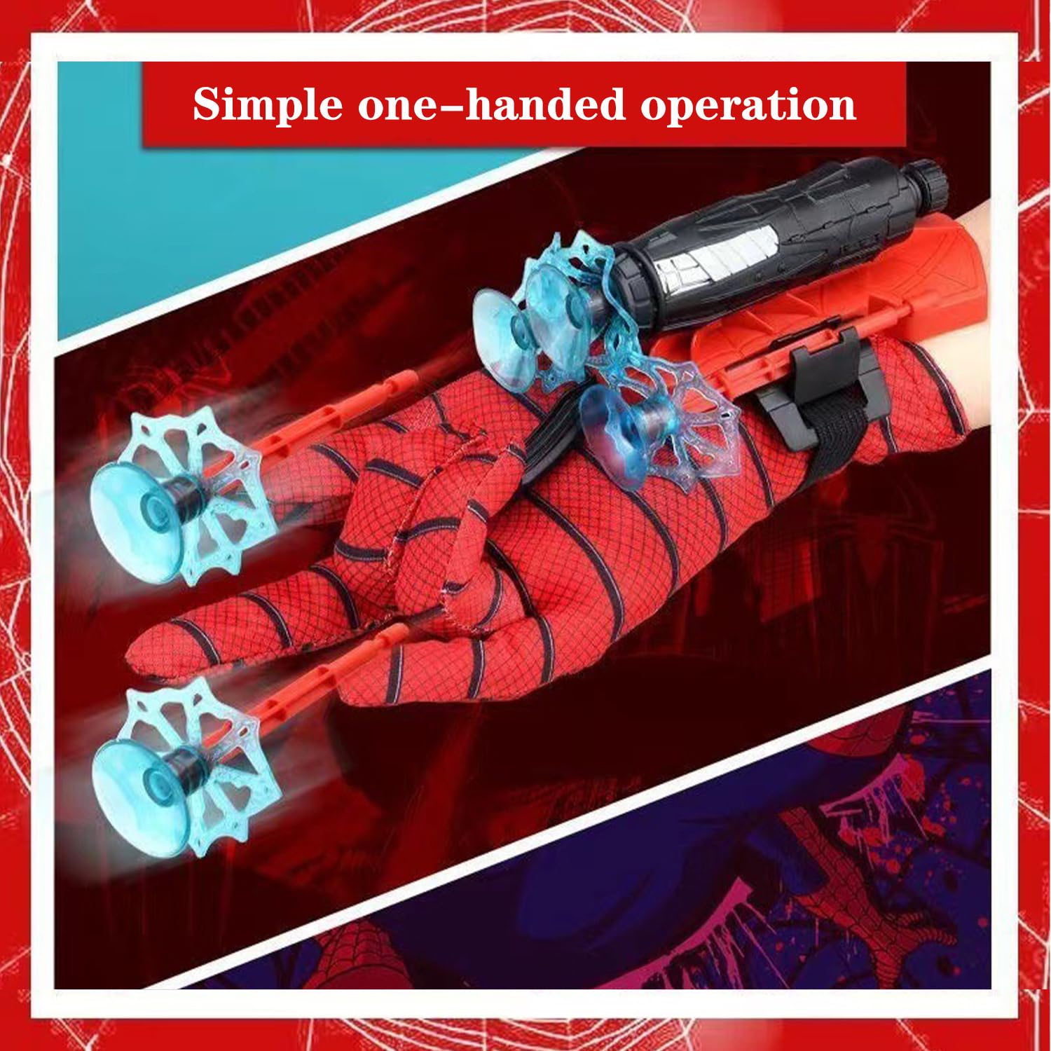 Set di 2 Spider Glove Launcher,Spider Launcher,Spider Glove,Spara Ragnatele Giochi per Bambini,Giocattoli educativi in Bambini Cosplay(Rossa)