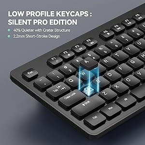 TECKNET Wired Keyboard,Silent USB Keyboard for Office,Spill-Resistant,Slim Full-Size Membrane Layout,Plug and Play for PC/Laptop/Mac