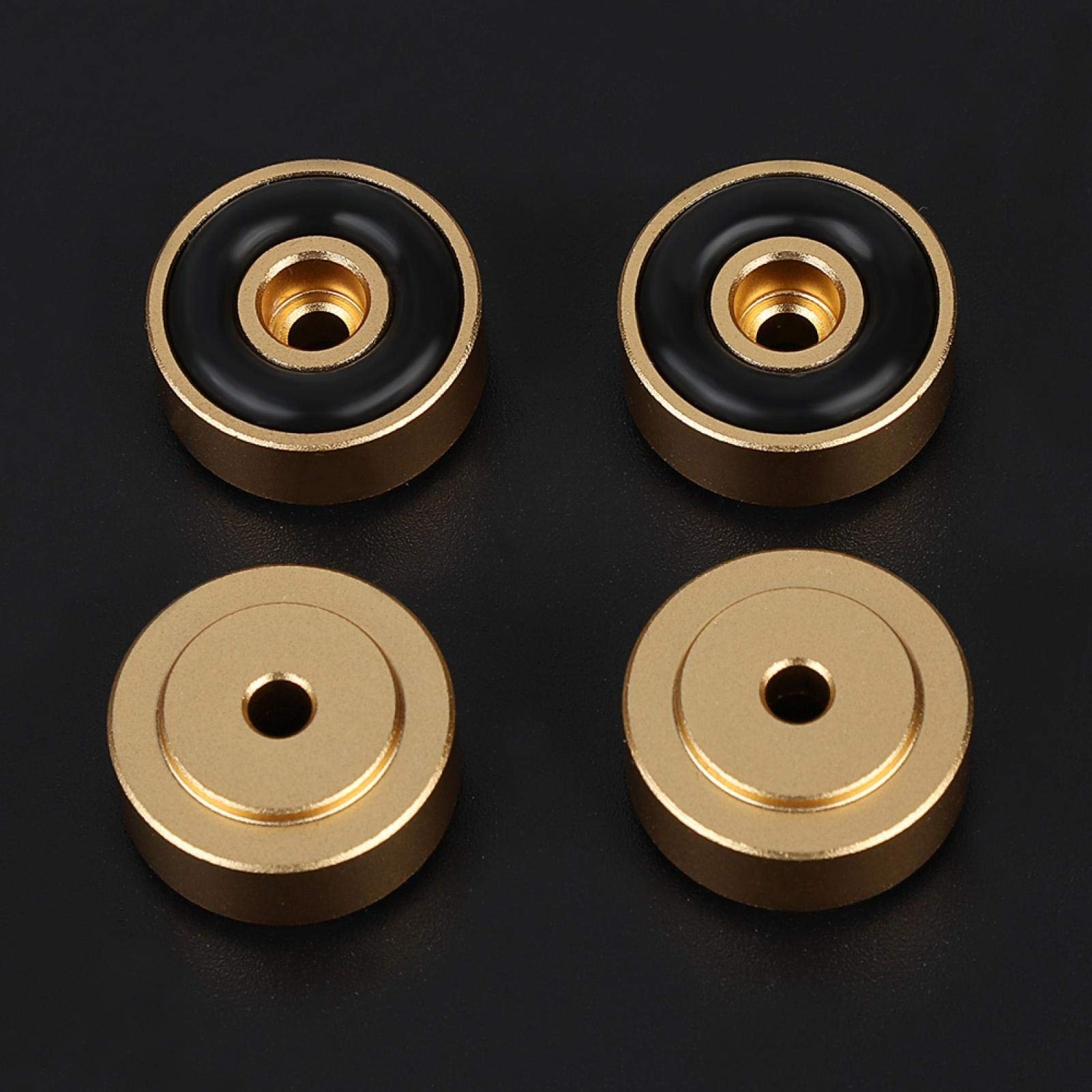 4 x podkładka do kolców, 4 sztuki 20 x 8 mm, aluminiowe stopki, wzmacniacze, stopki, amortyzator stóp, amortyzator do stóp, mata do wzmacniacza/urządzeń Hi-Fi (złota)
