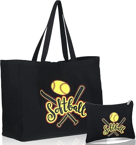 2 bolsas de sóftbol de béisbol, bolsa de maquillaje de sóftbol, bolsa de lona casual de gran tamaño, bolsa de cosméticos, bolsa de viaje para