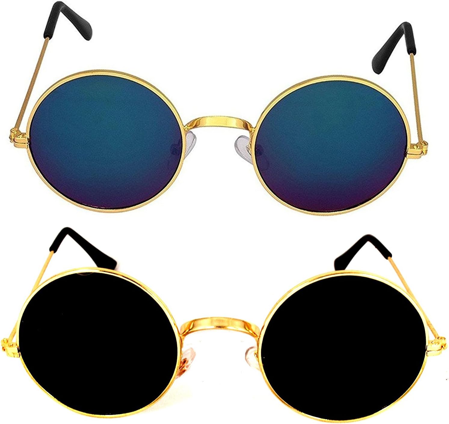 Criba Gradient Oversized Unisex Sunglasses - (round blu mrc+gld blk_CRLK03|40|White Color Lens)