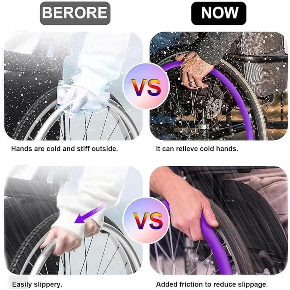 Copertura per sedia a rotelle, antiscivolo, resistente all'usura, 1 paio di accessori in silicone per sedia a rotelle, protezione durevole per ruote di sedie a rotelle
