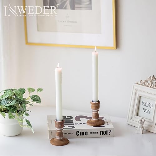 Miniatura 5 de Portavelas cónicos de madera candelabros de madera, decoración rústica de otoño para sala de estar, mesa de comedor, centro de mesa, juego de 10