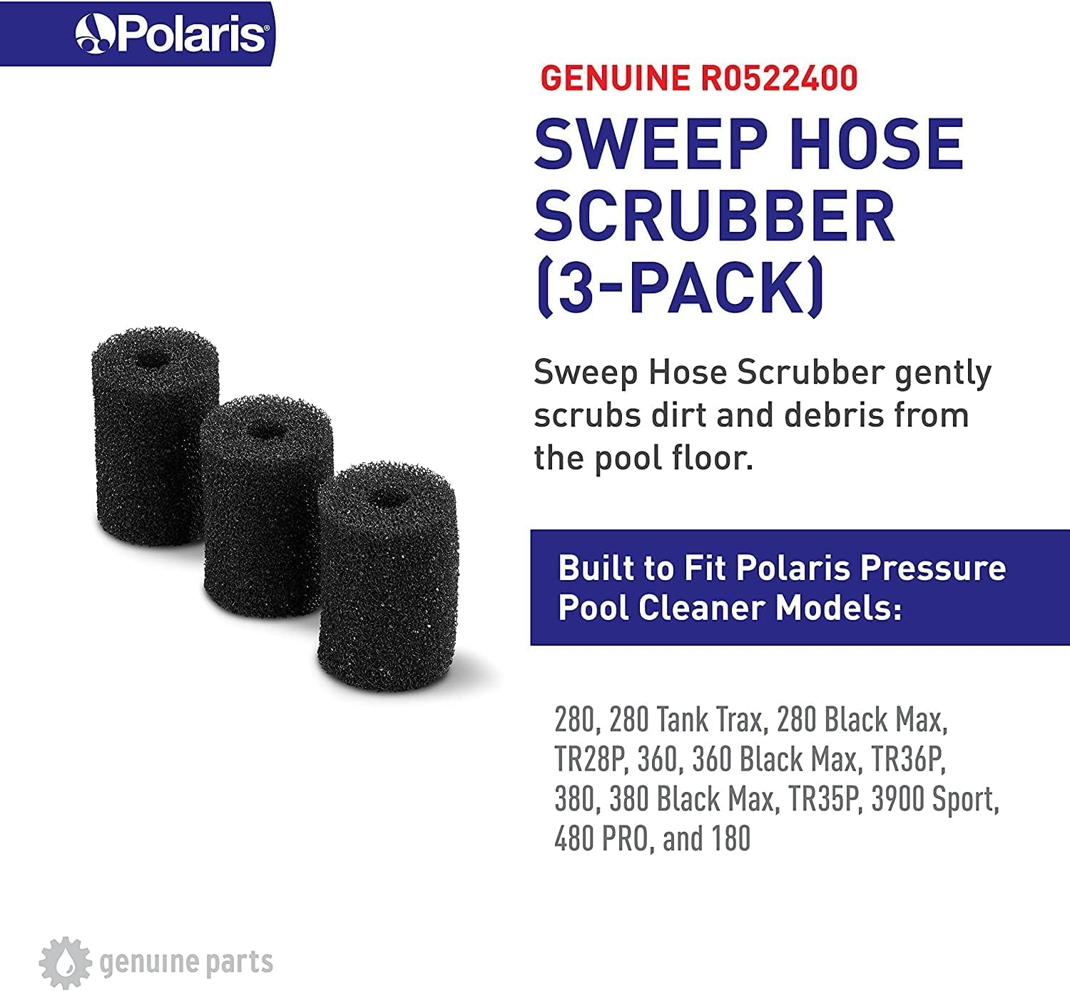 5 Polaris 180 280 380 360 Cleaner Sweep Hose Tail Foam Scrubbers, Long Wearing