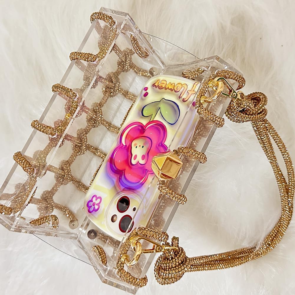 CUXVA Clear Acrylic Bag for Women Rhinestone Acrylic Clutch Crystal Evening Purses Handbag for Wedding Party Prom - Image 7