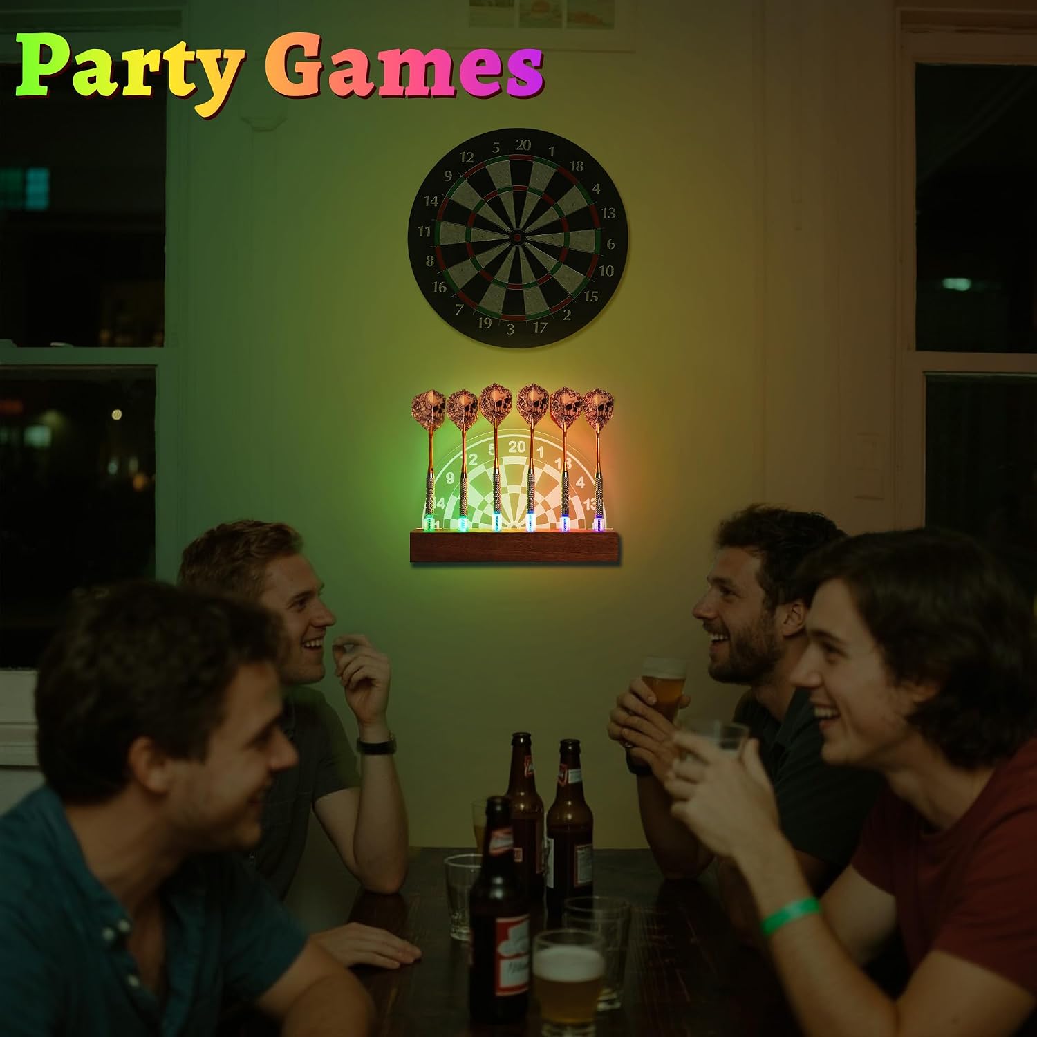 OkiyiD Light Up Dart Holder, RGB LED Acrylic Dart Stand Desktop with Multiple Color, Board Accessories for Men Gamer Room Decor Gifts
