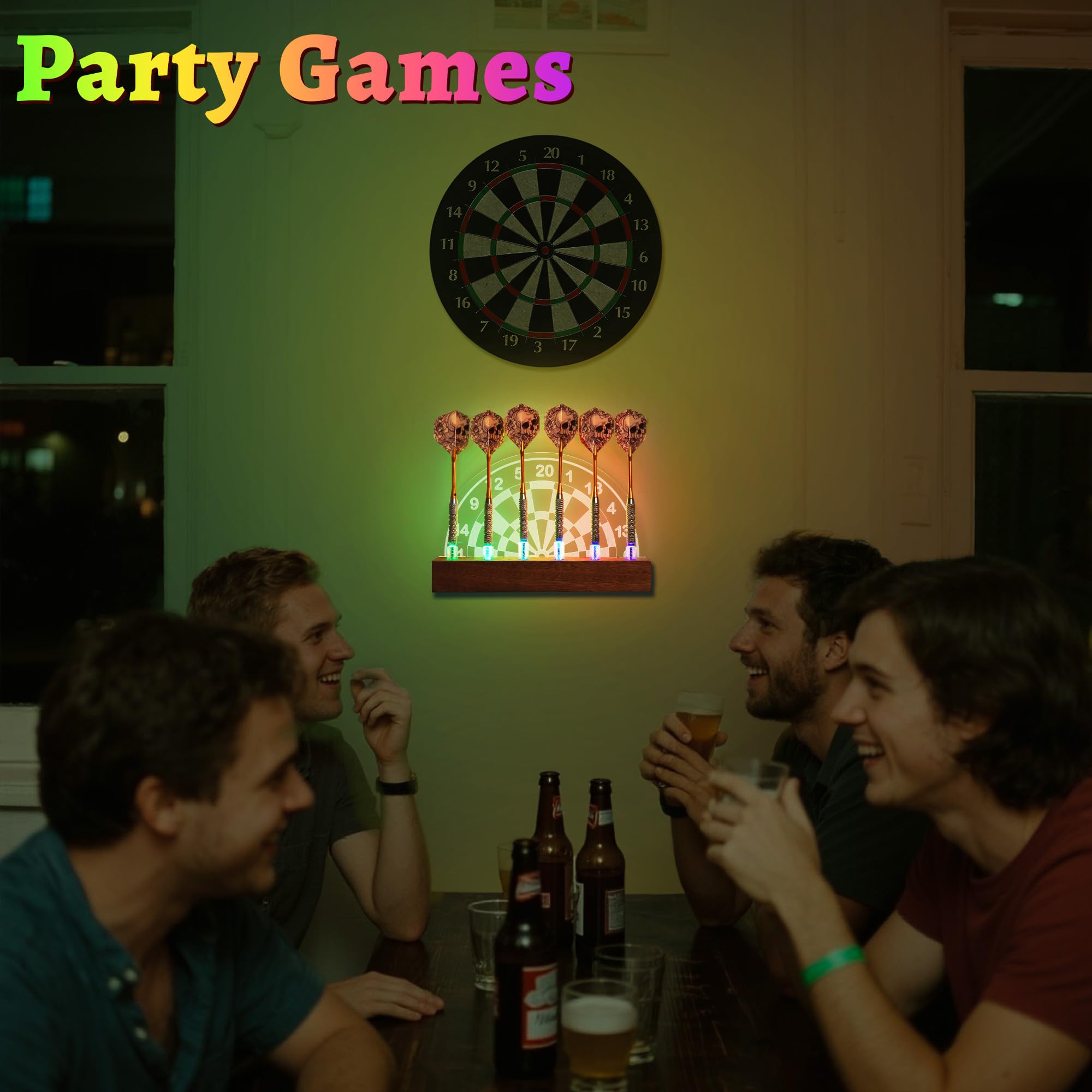 Leuchtender Dart Ständer, mehrfarbiger LED-Dart Halter für den Schreibtisch, Dartzubehör für Jungen, Männer, Gamer, Raumdekoration Geschenke