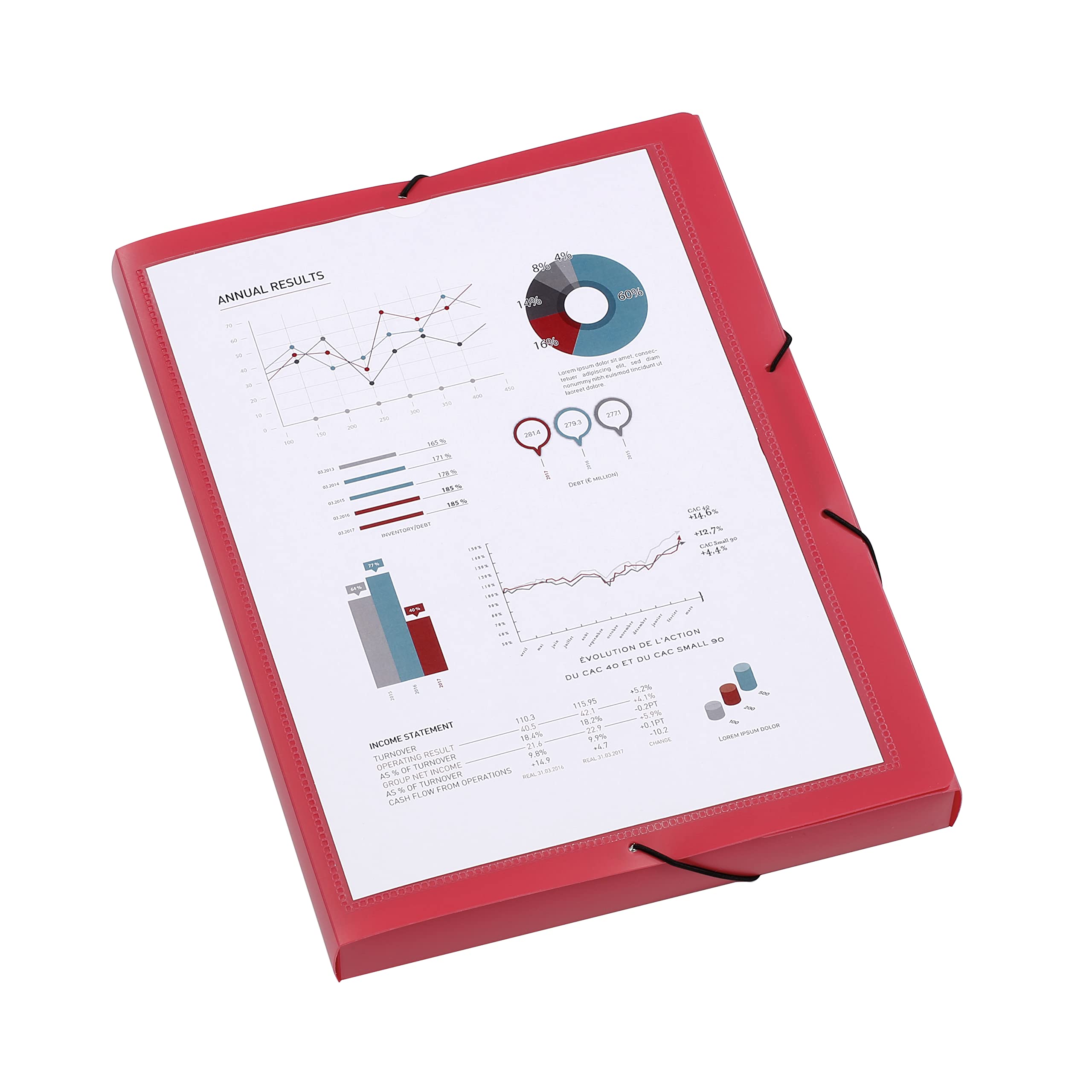 Viquel - Cartellina personalizzabile A4, dorso 3 cm, con chiusura elastica, colore: Rosso
