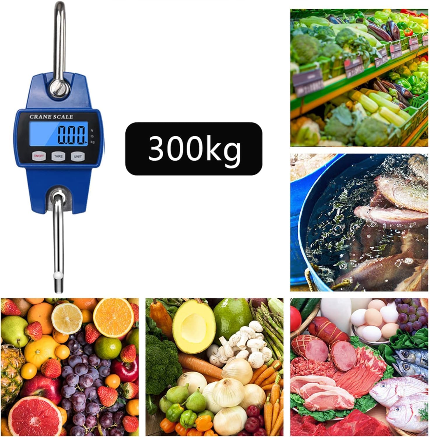Digitale Kranwaage, 300KG 660lbs Elektronische Hängewaage, Industrie Hängende Waage mit präzisem Sensor, Mini tragbare LCD Waage mit Haken, Zugwaage Wildwaage Digital für Jagd, Bauernhof, Fabrik