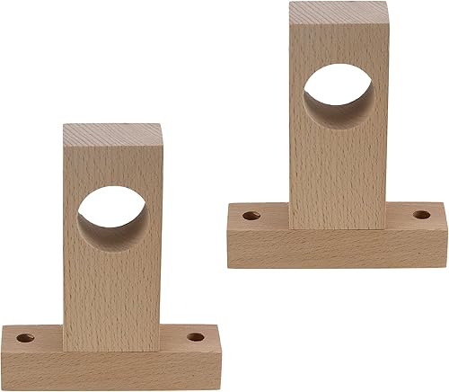 Wealrit 2 soportes de madera sin terminar para cortinero, soporte de extremo de armario, soporte de barra de armario con tornillos para barra de
