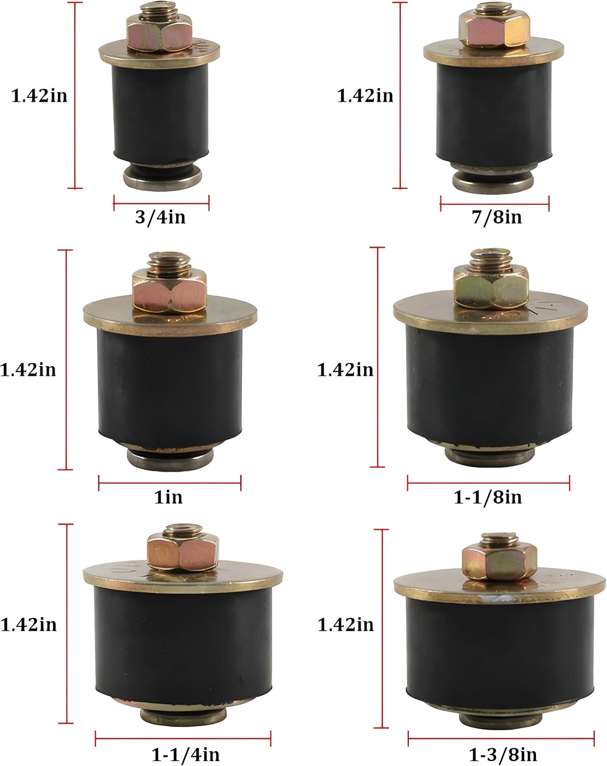14PCS Car Expansion Rubber Plug Kit, 6 Sizes 19mm-38mm Vehicle Freeze Frost Plug, Auto Expandable Freeze Assortment, Universal for Hole 1-1/2" 1-5/8" 1-3/4" 1-7/8" 2" 2-1/8" 2-1/4"