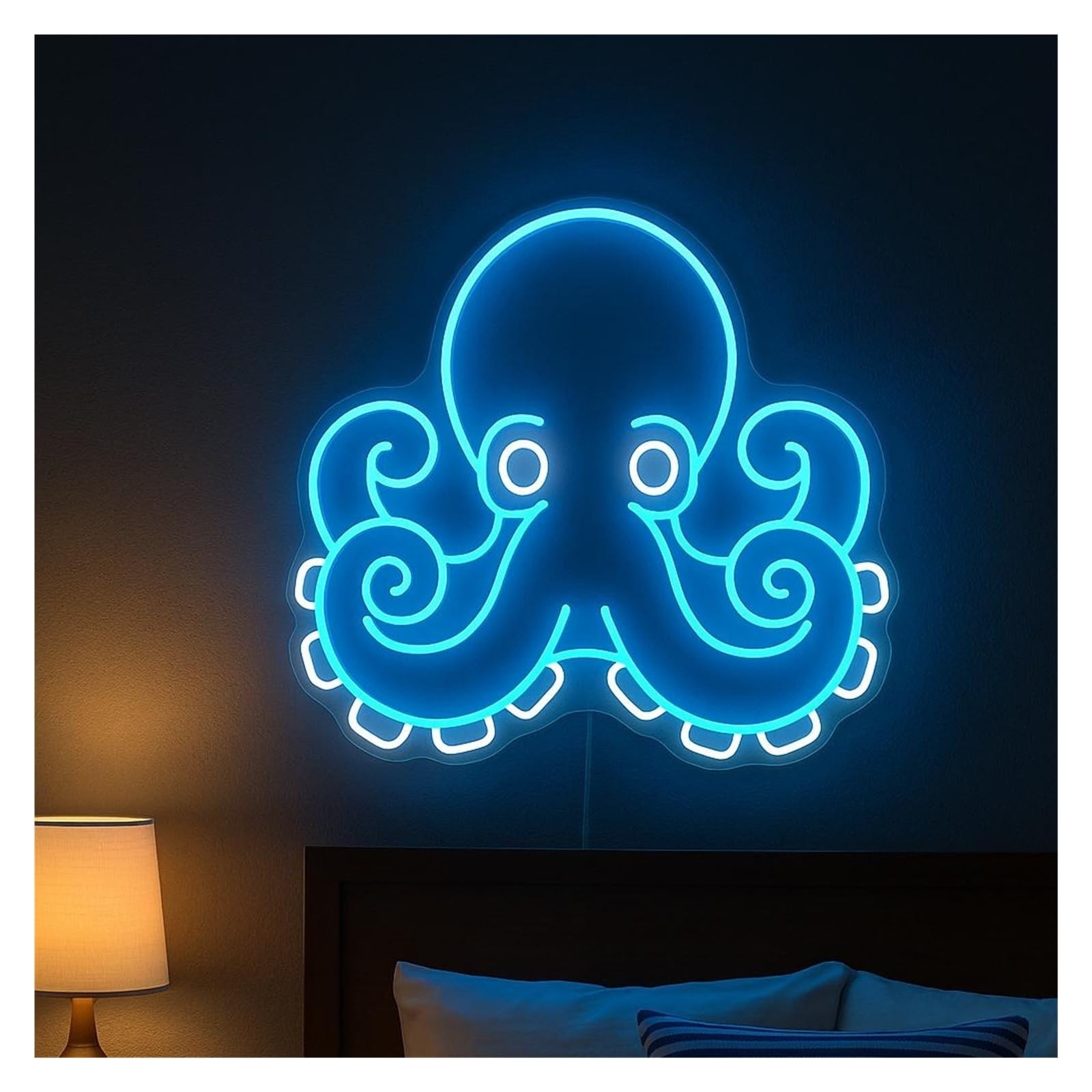 SHOUXI Sign Lamp Octopus Neon Sign, Suitable for Bedroom Home Wall Decor with Dimmable 55cm