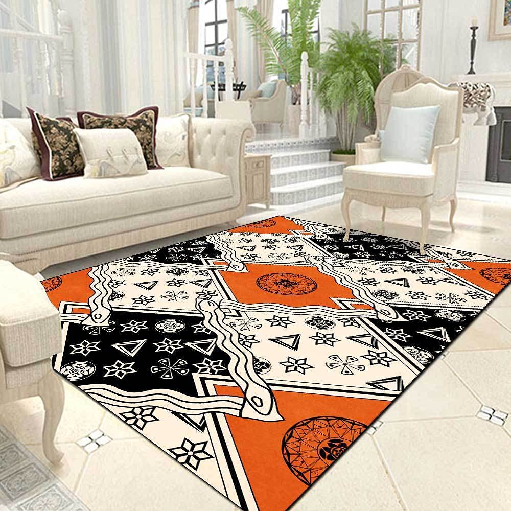 Współczesny dywan salon sypialnia mata pomarańczowa czarno-biała geometria do sypialni i dekoracji wnętrz 120 * 160