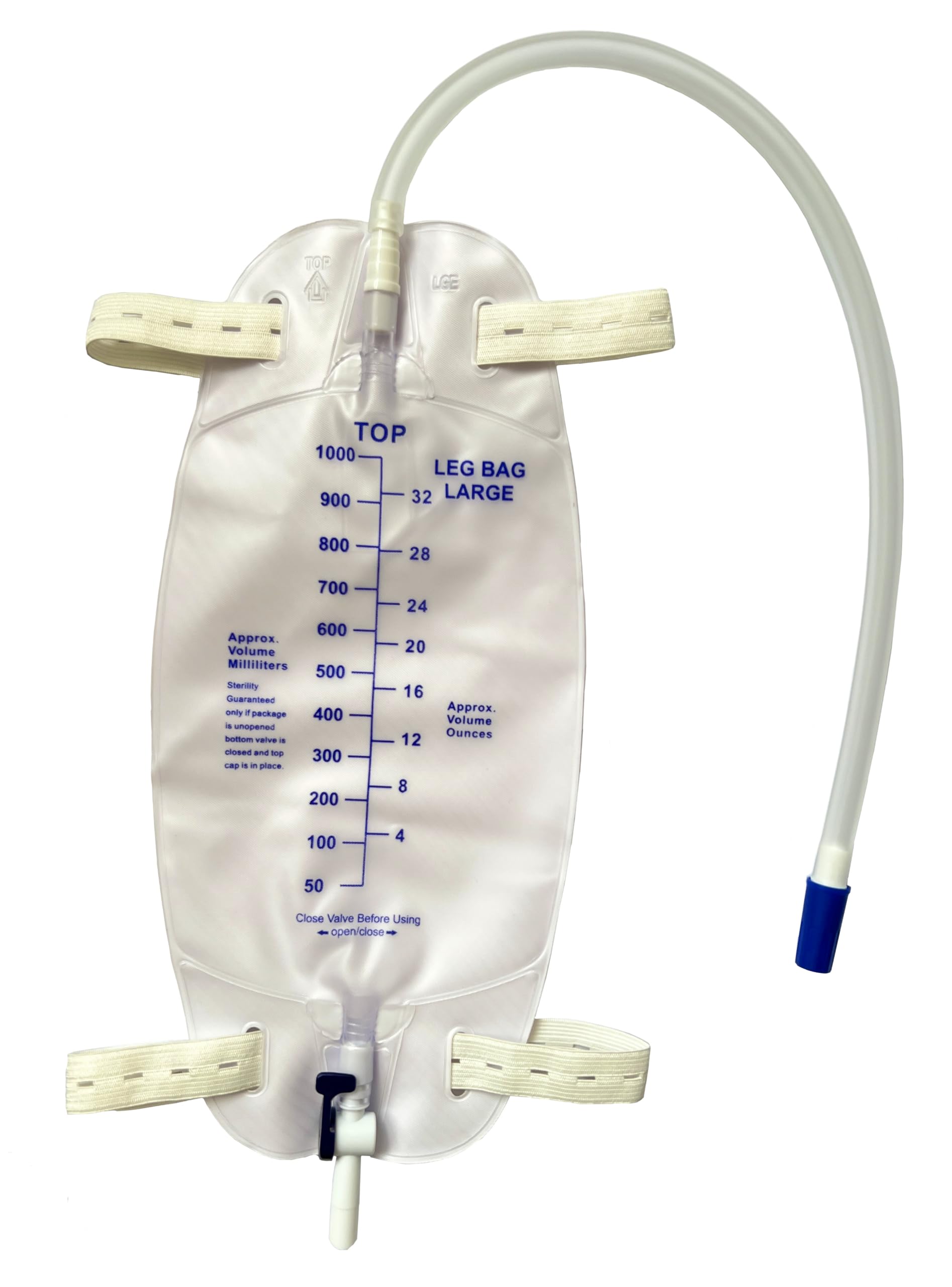 lifevv 3 Pack 1000ml Catheter Leg Bag Urinary Drainage Bag, with 3 Eighteen-inch Tubing, Anti-Reflux Valve, Cloth Straps,Easy Lever Outlet Tap