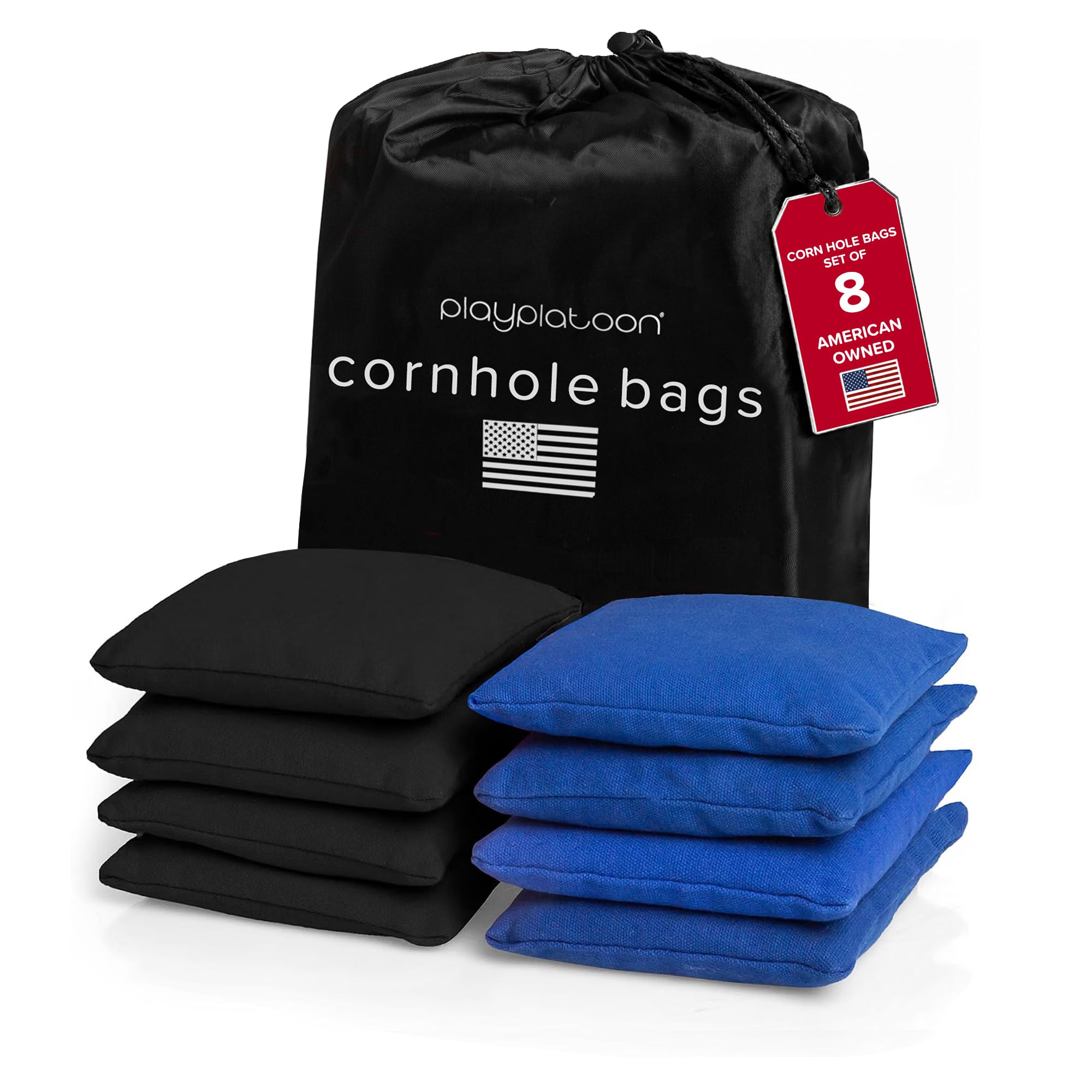 Play Platoon Cornhole Bags Set of 8 Regulation Size &amp; Weight Duck Cloth