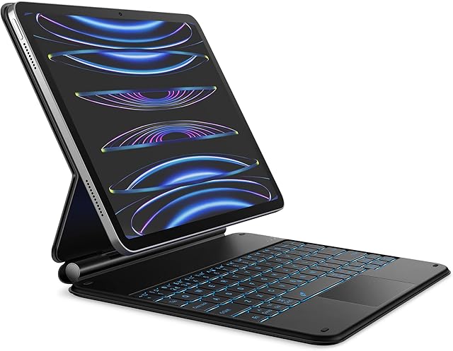 Dracool Keyboard Case for iPad 10th Generation 2022 10.9 inch Keyboard with Trackpad Magic Type Keyboard Magnetic Stand 7-Color Backlit Bluetooth Keyboard QWERTY UK Layout, Black