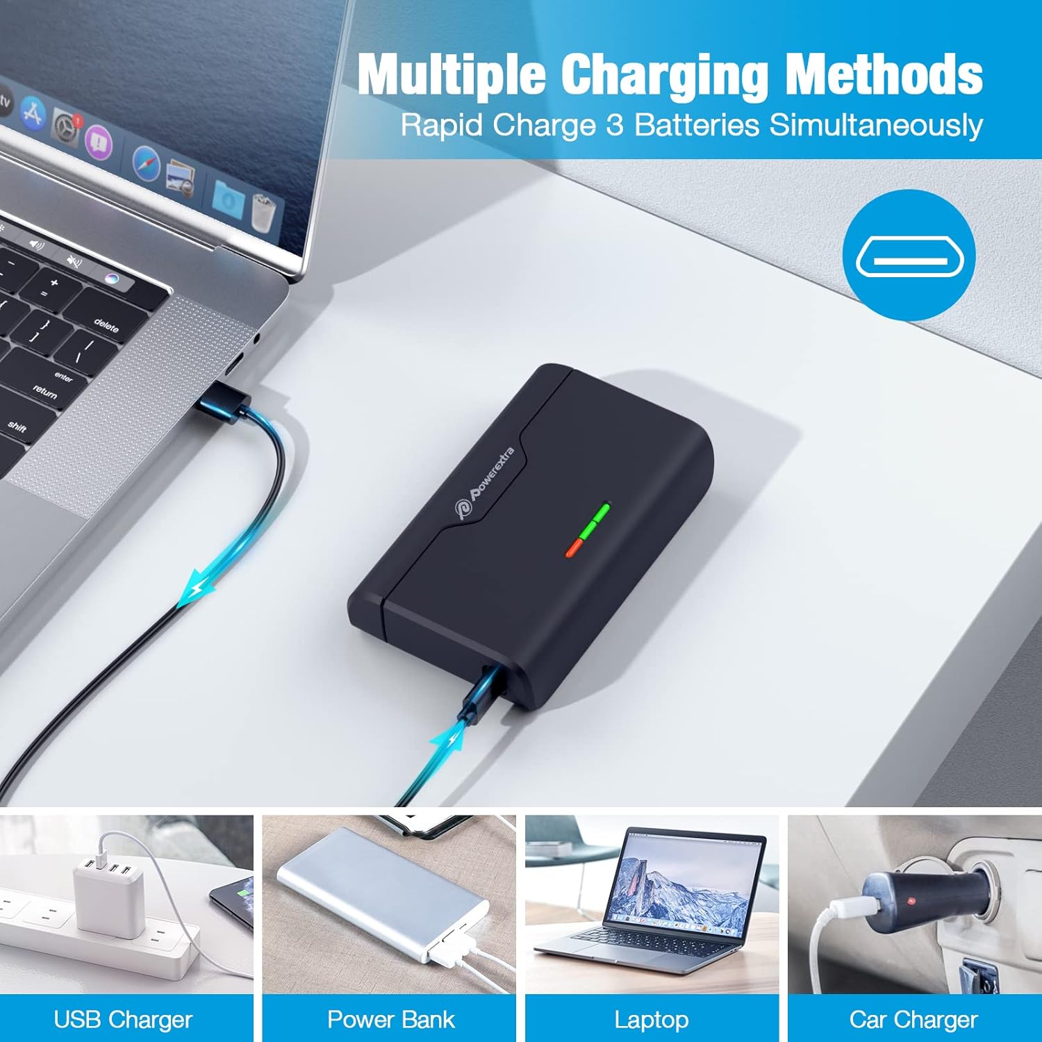 Multiple charging methods for Powerextra charger