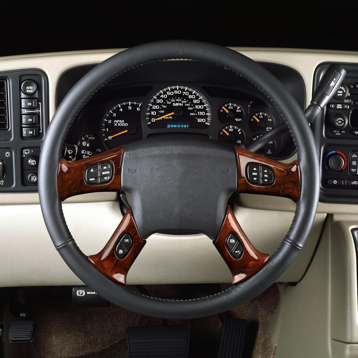 4PCS Car Trim Cover Decal Sticker Compatible with Chevy Silverado Suburban Tahoe Avalanche Express GMC Sierra Yukon Savana 2003-2006 / Trailblazer 2002-2009 Accessories (Style A, Woodgrain)