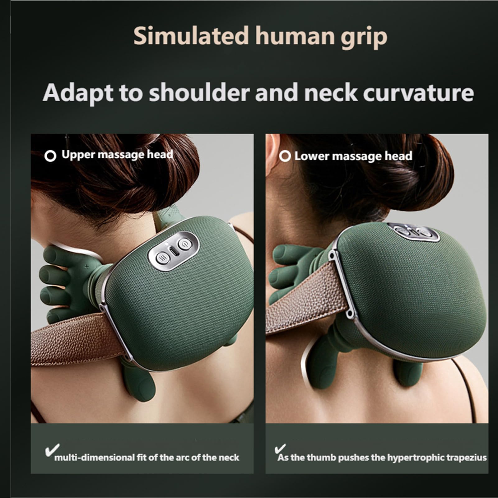 El masajeador de palma Thera para masaje de cuello y espalda cuenta con 3 modos de masaje, 2 funciones de calefacción y un diseño similar a la mano humana para una experiencia relajante sin igual.