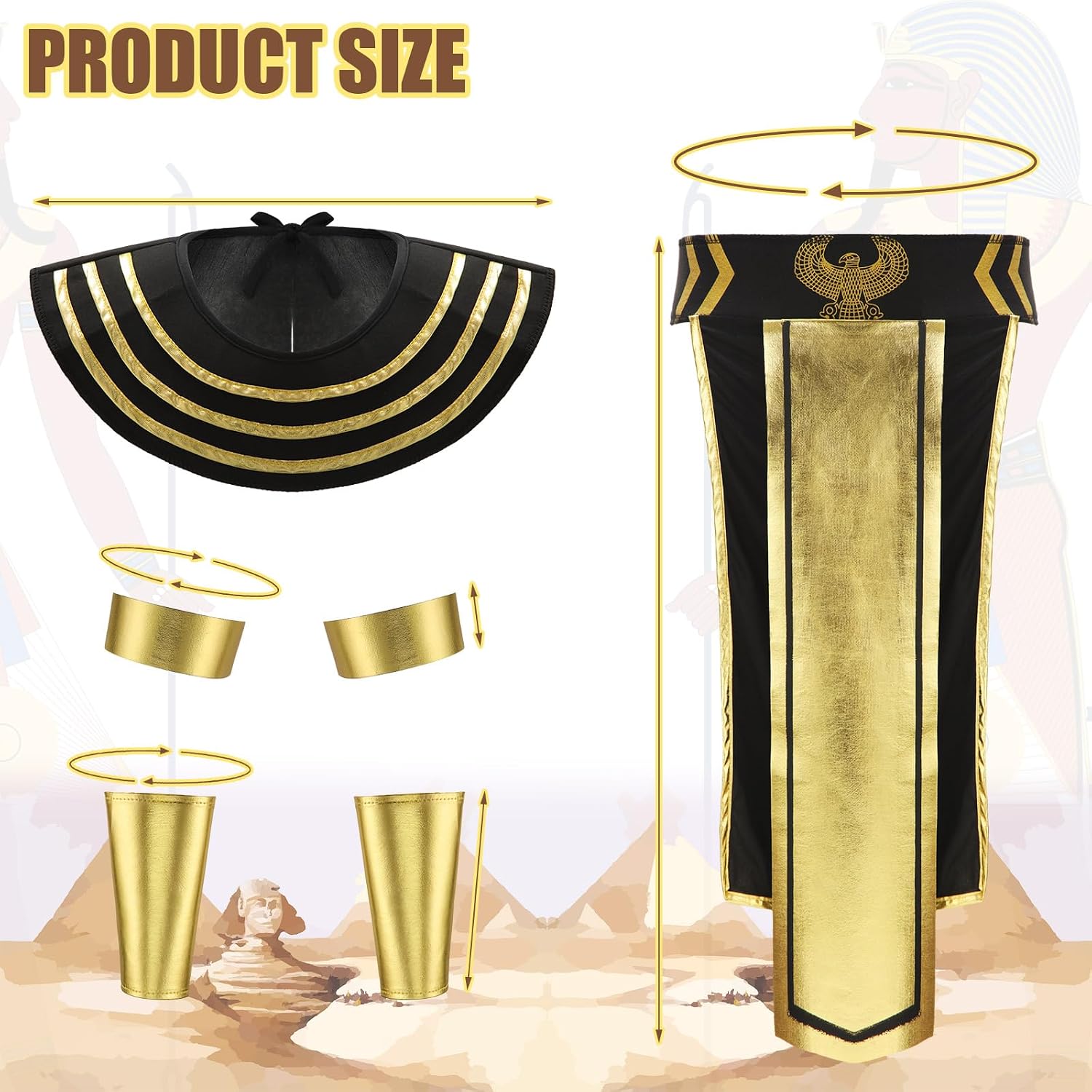 Xtinmee 8 Pcs Halloween Egyptian Pharaoh Costume Accessories Set for Men