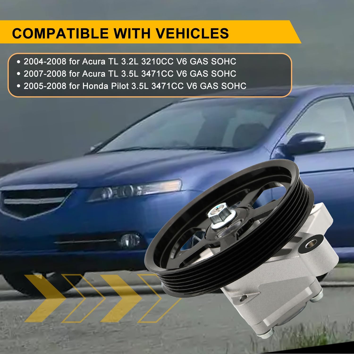 21-5441 Power Steering Pump with Pulley for Acura TL 2007 2008 3.5L,Power Steering Pump for Honda Pilot 3.5L 2005 2006 2007 2008,for Acura TL 3.2L 2004-2008,56110RDAA01 56110PVJA01