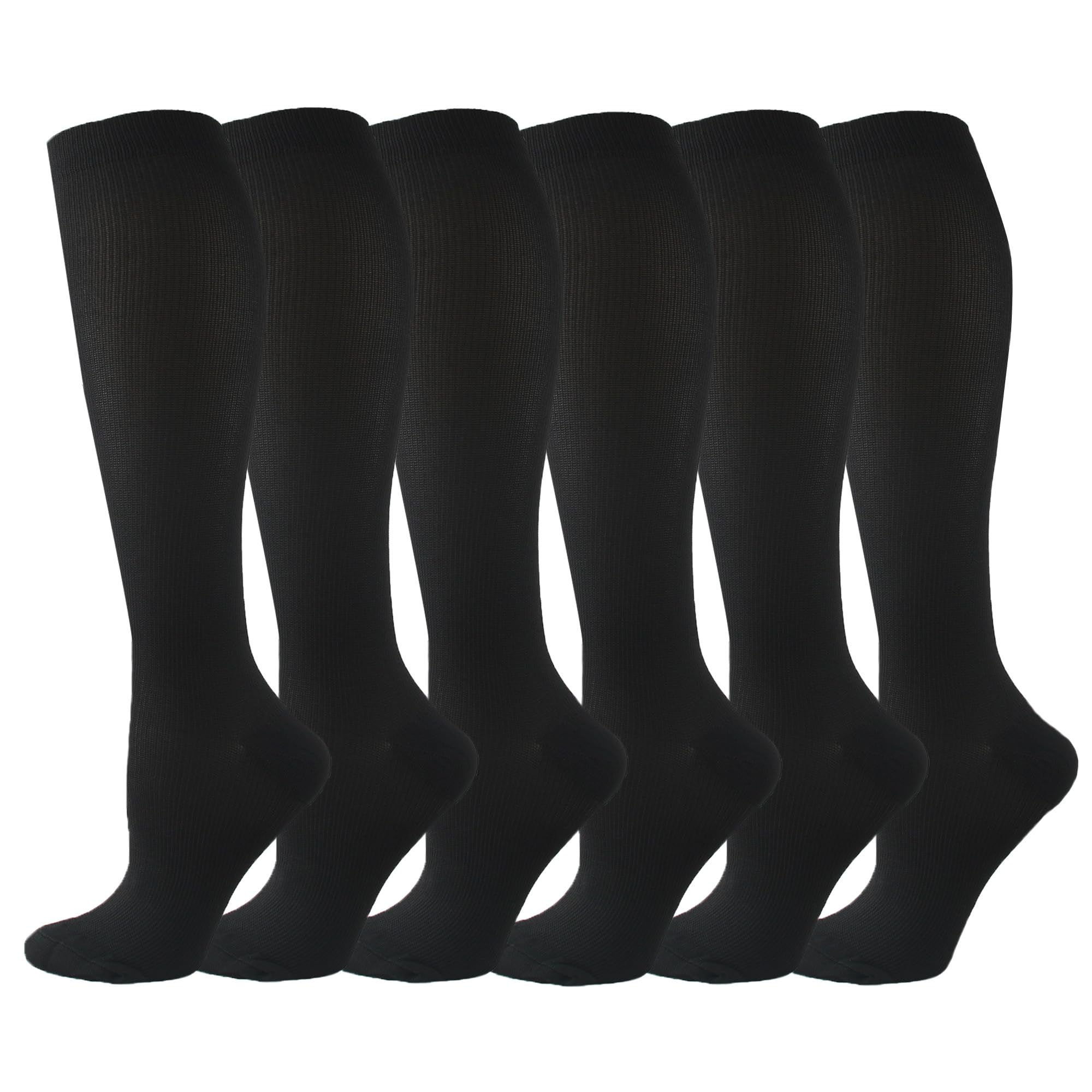 6 Pairs Compression Socks for Women and Men Circulation, 20-30 mmhg Support for Athletic Running, Hiking, Nurse, Recovery