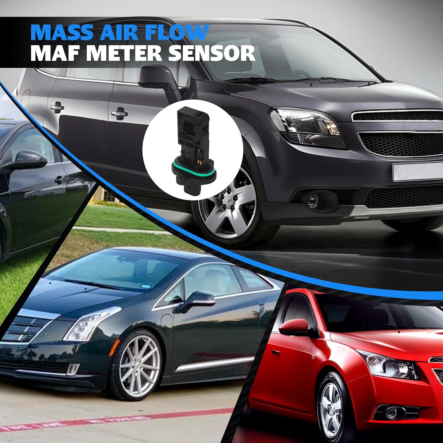 0280218254 Mass Air Flow MAF Meter Sensor for Chevrolet Cruze 2011-2012 Sonic 2012 Orlando 2012-2014 Volt 2011-2015 Cadillac ELR 2014-2016 Replace 0280218429 MAS0341 AF10419 0280218268