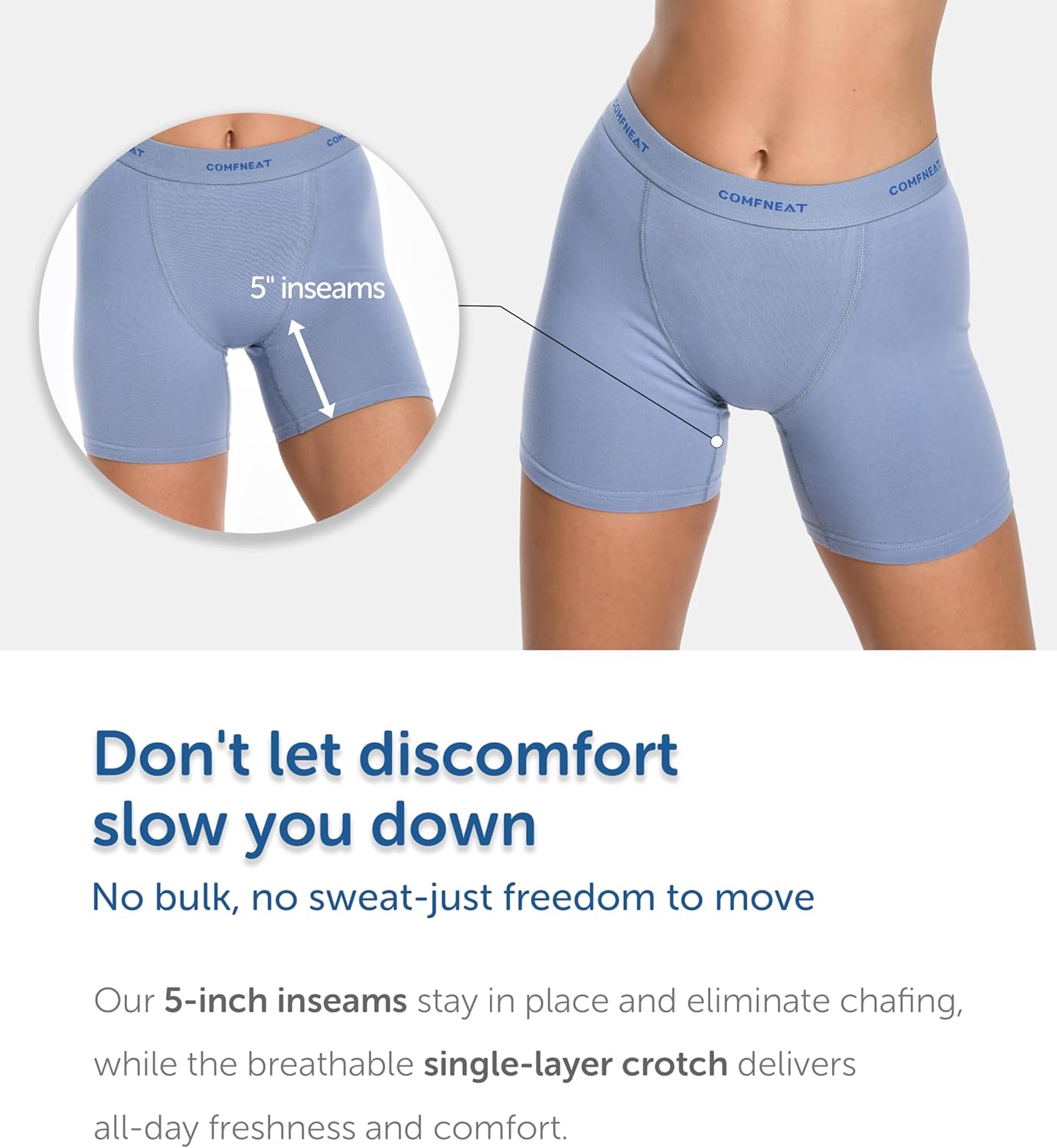 Comfneat Women's 4-Pack Boyshorts Cotton Spandex Boxer Briefs Stretchy Underwear Knitwear - Image 2