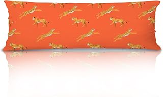 Orange Cheetah 20x54 Body Pillow Cover, Leopard Print Room Decor, Coquette Preppy Room Decor, Maximalist Wildlife Animal Cheetah Decorative Long Pillow Cases for Bed Couch