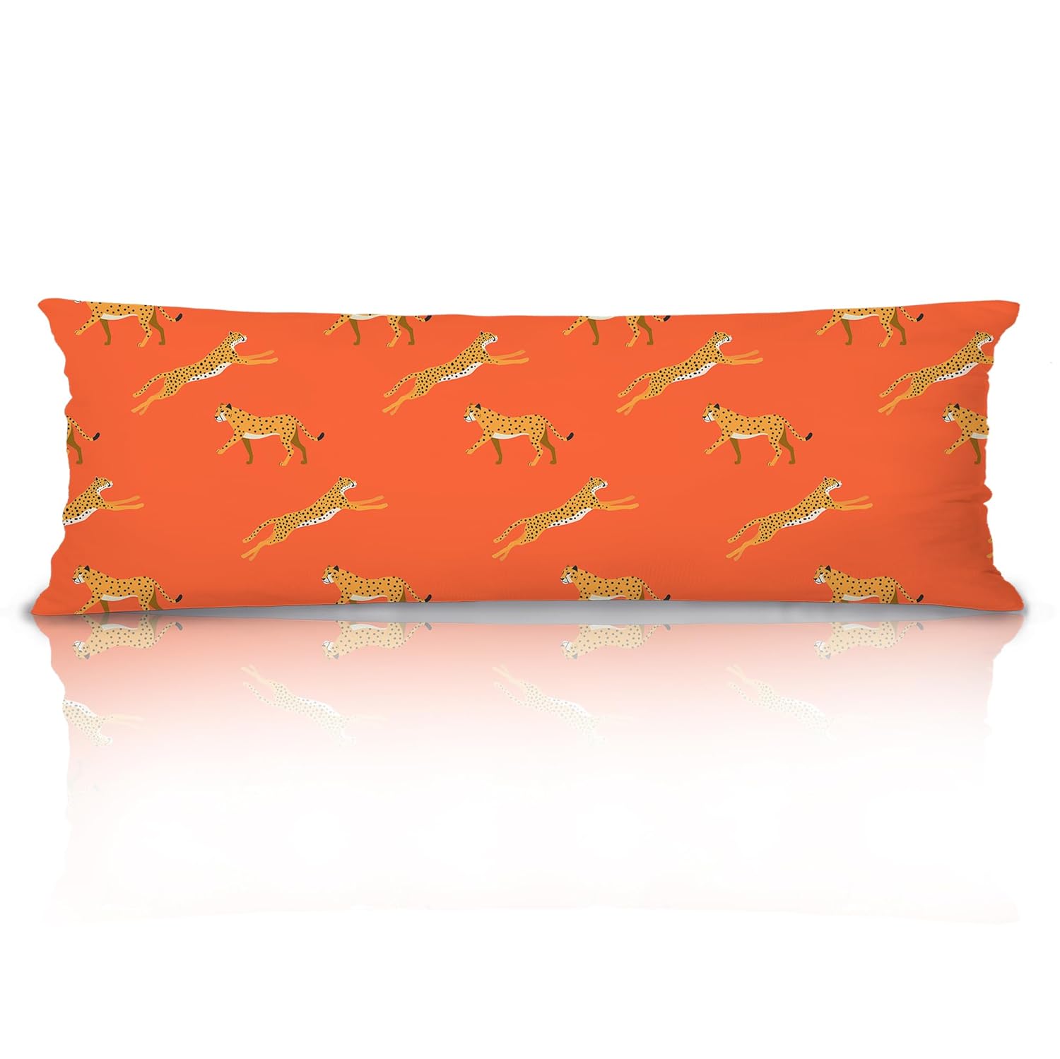 XUNLURY Orange Cheetah 20x54 Body Pillow Cover Leopard Print Room Decor Coquette Preppy Room Decor Maximalist Wildlife Animal