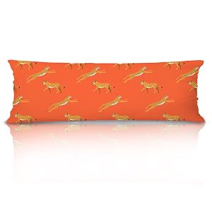 XUNLURY Orange Cheetah 20x54 Body Pillow Cover Leopard Print Room Decor Coquette Preppy Room Decor Maximalist Wildlife Animal
