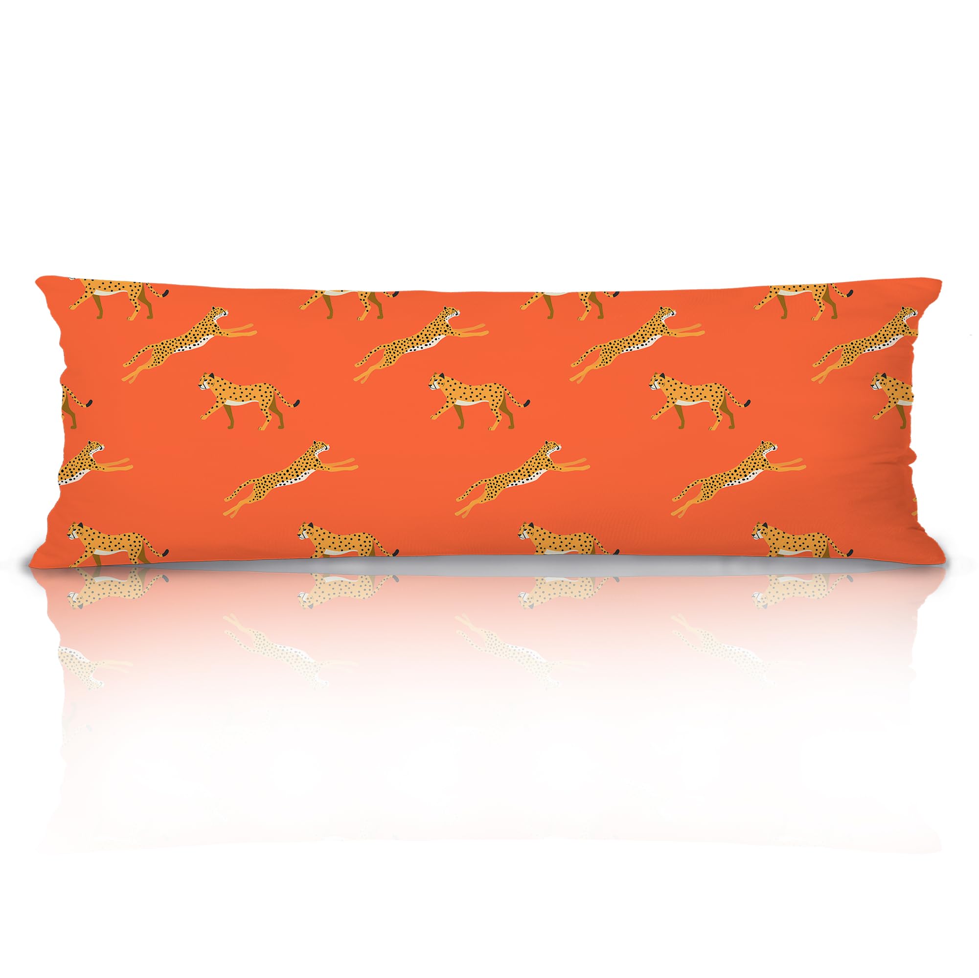 XUNLURY Orange Cheetah 20x54 Body Pillow Cover Leopard Print Room Decor Coquette Preppy Room Decor Maximalist Wildlife Animal
