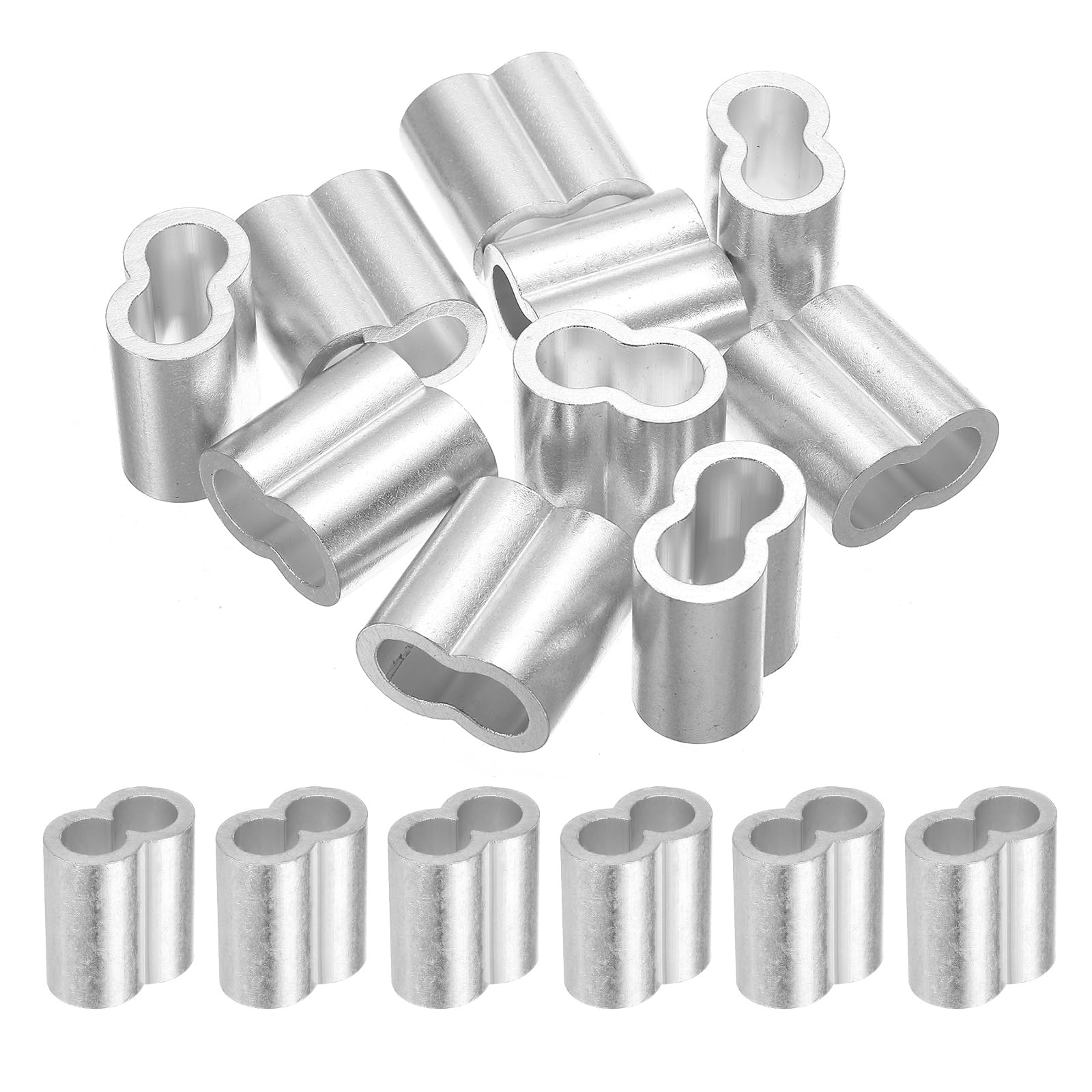 Manchons à sertir doubles uxcell robustes en aluminium de 12 mm argentés
